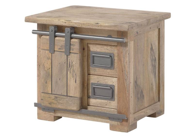 Massivmoebel24 Nachttisch RAILWAY (Massivholz, Massivholztisch), Mango 50x40x45 whitewash lackiert RAILWAY #3012 von Massivmoebel24