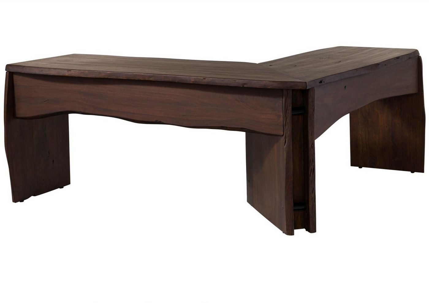 Massivmoebel24 Schreibtisch Eckschreibtisch Akazie 185x163x76 braun lackiert PURE ACACIA #849 von Massivmoebel24