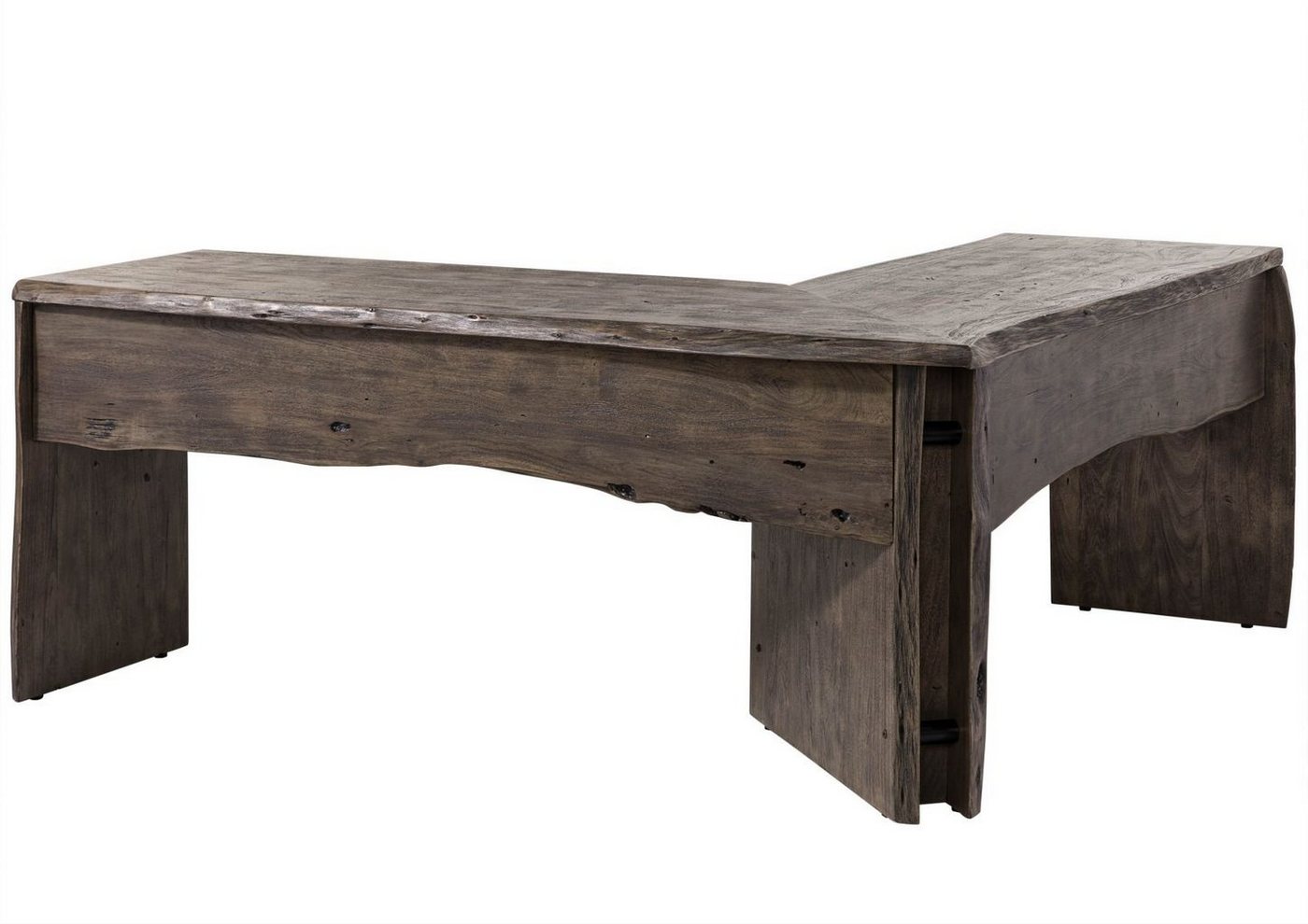 Massivmoebel24 Schreibtisch Eckschreibtisch Akazie 185x163x76 grau lackiert PURE ACACIA #949 von Massivmoebel24