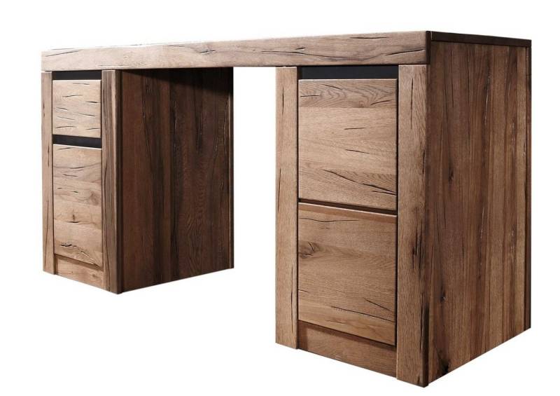 Massivmoebel24 Schreibtisch MONTREUX (Wild-/Zerreiche 150x50x75 tabacco brown geölt MONTREUX #319) von Massivmoebel24