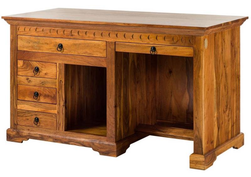 Massivmoebel24 Schreibtisch OXFORD (Schreibtisch Akazie 140x64x80 honig  lackiert OXFORD #0511) von Massivmoebel24