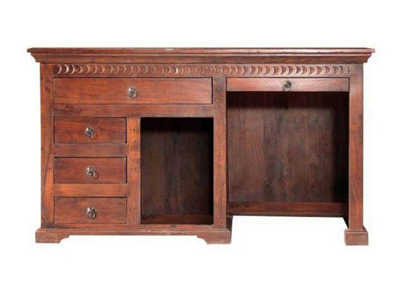 Massivmoebel24 Schreibtisch OXFORD (Schreibtisch Akazie 140x64x80 nougat lackiert OXFORD #511) von Massivmoebel24