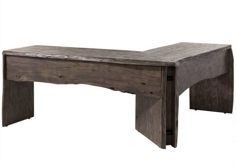 Massivmoebel24 Schreibtisch PURE ACACIA (Eckschreibtisch Akazie 185x163x76 grau lackiert PURE ACACIA #949), Eckschreibtisch Akazie 185x163x76 grau lackiert PURE ACACIA #949 von Massivmoebel24