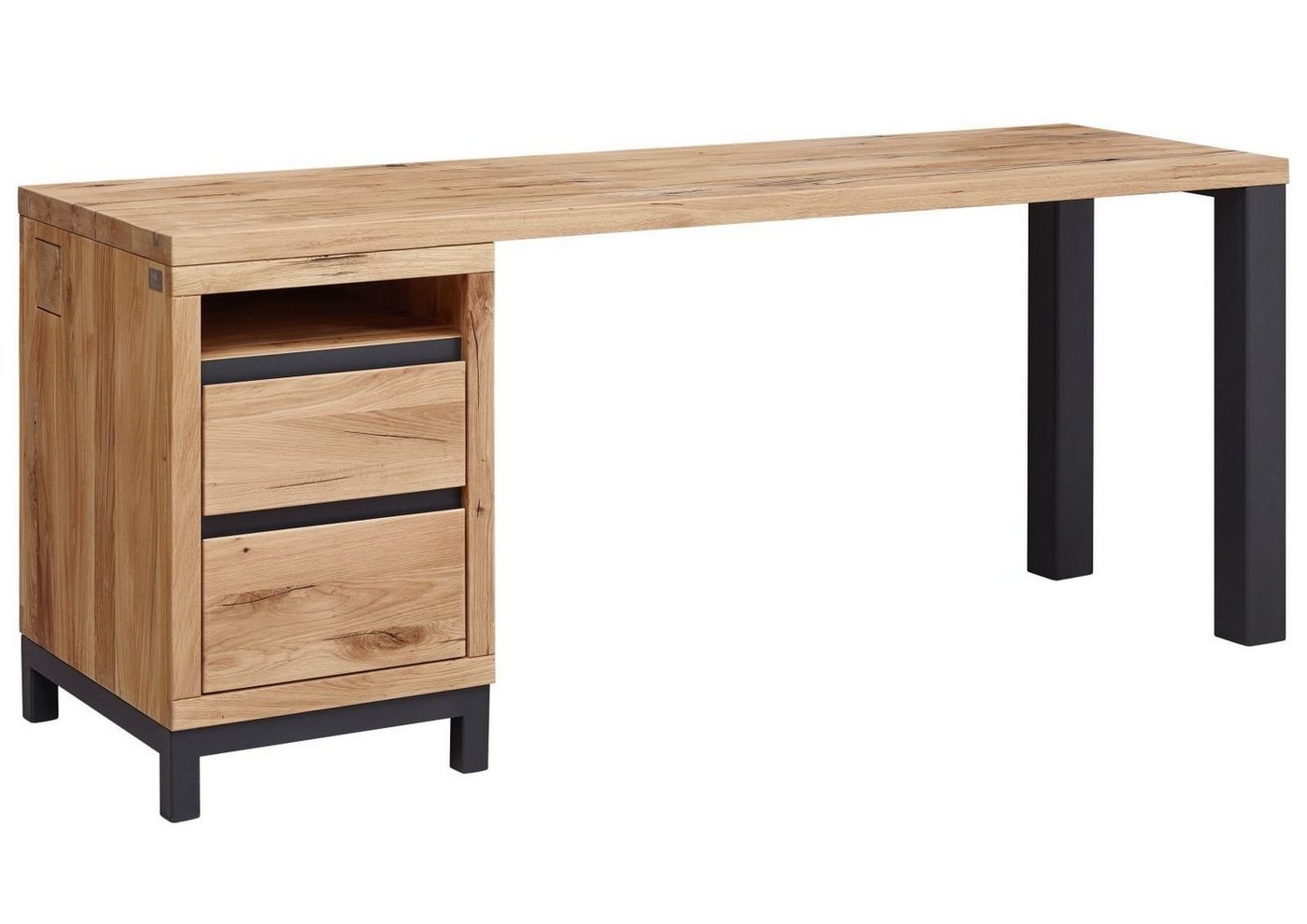 Massivmoebel24 Schreibtisch Schreibtisch Wildeiche 220x55x76 natur geölt VILLANDERS #142 von Massivmoebel24