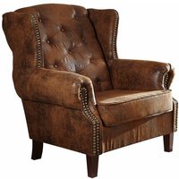 Massivmoebel24 - Sessel 102x93x102 braun chesterfield - braun von Massivmoebel24