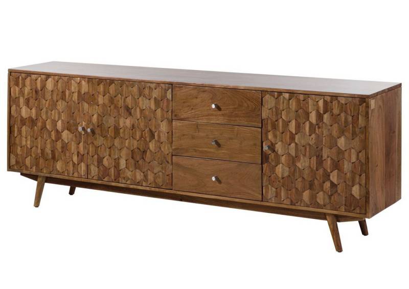 Massivmoebel24 Sideboard (Sideboard Akazie 210x42x75 Akazie natur lackiert MOSAYK #109) von Massivmoebel24