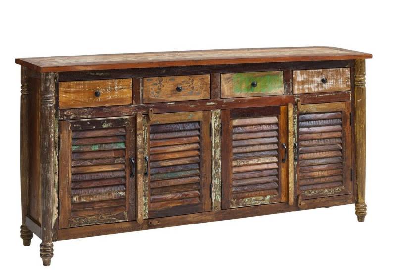 Massivmoebel24 Sideboard (Sideboard Altholz 183x42x90 mehrfarbig lackiert FABLE #17) von Massivmoebel24