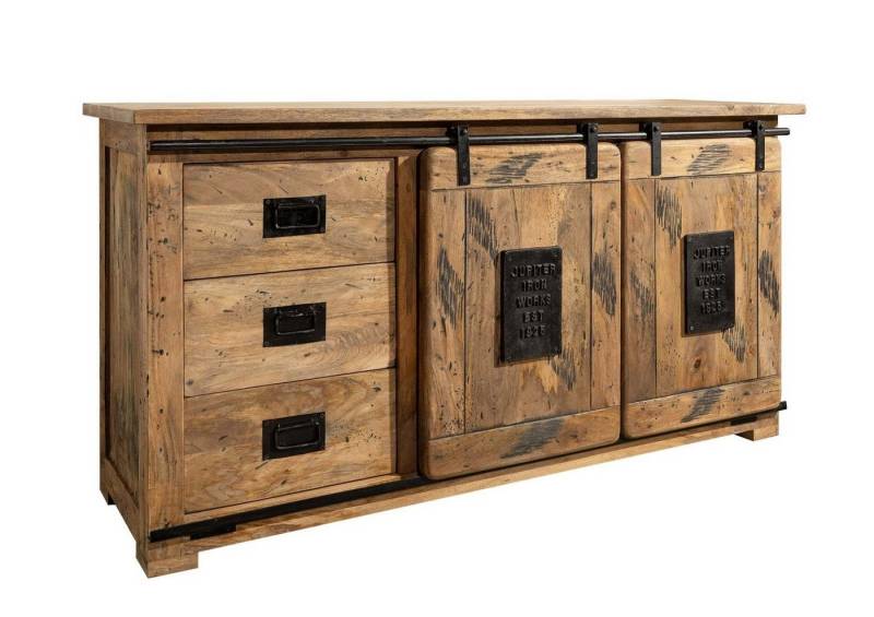 Massivmoebel24 Sideboard (Sideboard Mango 150x45x80 natur lackiert RAILWAY #100) von Massivmoebel24
