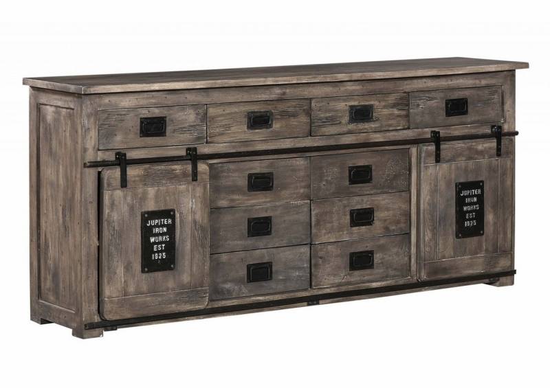 Massivmoebel24 Sideboard (Mango 200x45x90 grau lackiert RAILWAY #222) von Massivmoebel24