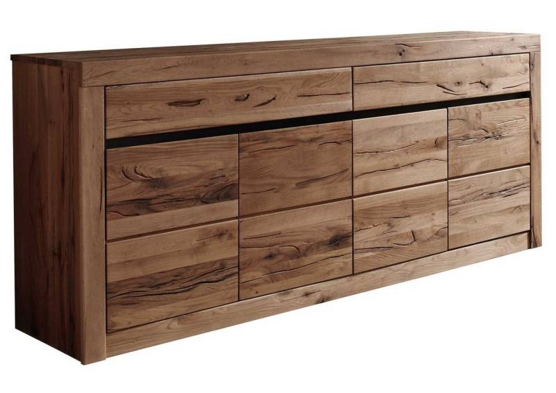 Massivmoebel24 Sideboard (Sideboard Wild-/Zerreiche 202x45x85 Tabacco brown geölt MONTREUX #311) von Massivmoebel24