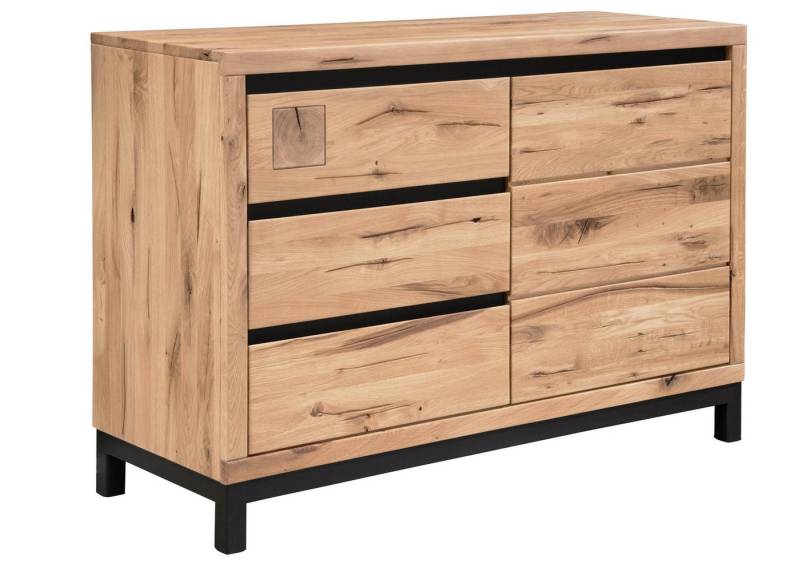 Massivmoebel24 Sideboard (Sideboard Wildeiche 120x45x85 bianco geölt VILLANDERS #210) von Massivmoebel24