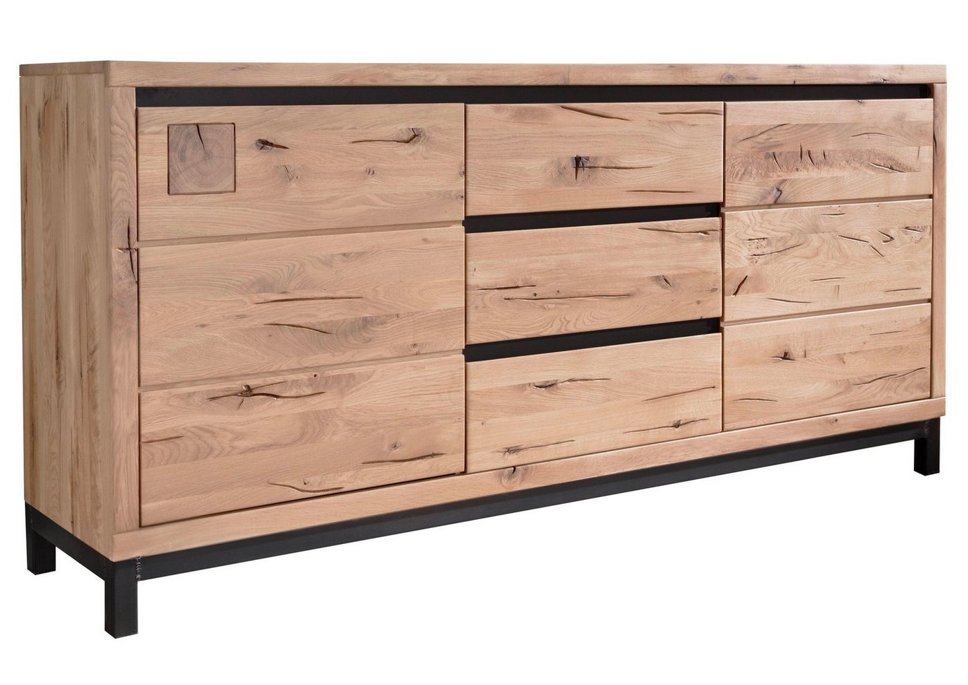 Massivmoebel24 Sideboard (Sideboard Wildeiche 175x45x85 bianco geölt VILLANDERS #209) von Massivmoebel24
