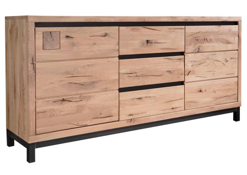 Massivmoebel24 Sideboard (Sideboard Wildeiche 175x45x85 bianco geölt VILLANDERS #209) von Massivmoebel24