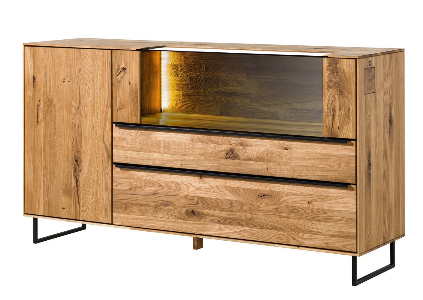 Massivmoebel24 Sideboard (Wildeiche 160x43x87 natur geölt WIEN #220) von Massivmoebel24