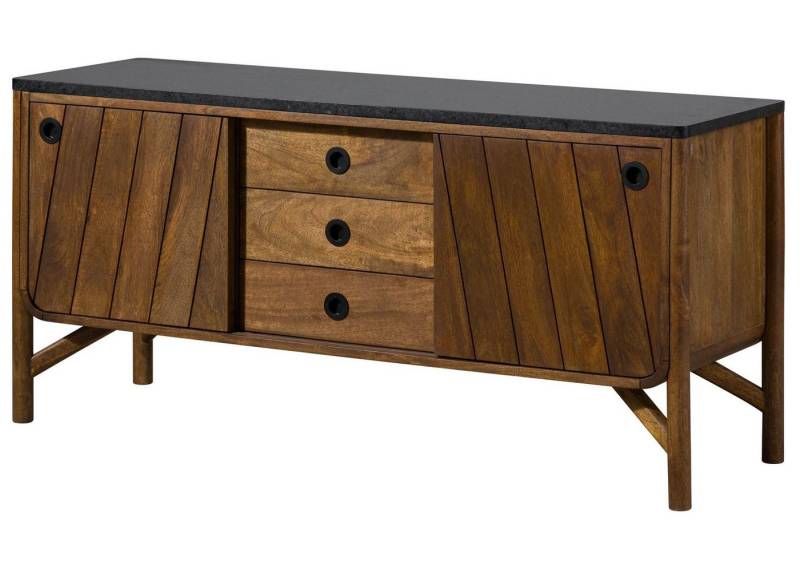 Massivmoebel24 Sideboard (Mango 140x45x65 braun geölt / schwarz LOS ANGELES #108) von Massivmoebel24
