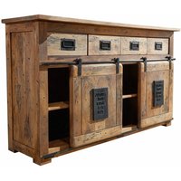 Massivmoebel24 - Sideboard Mango 150x45x90 natur lackiert railway 120 von Massivmoebel24