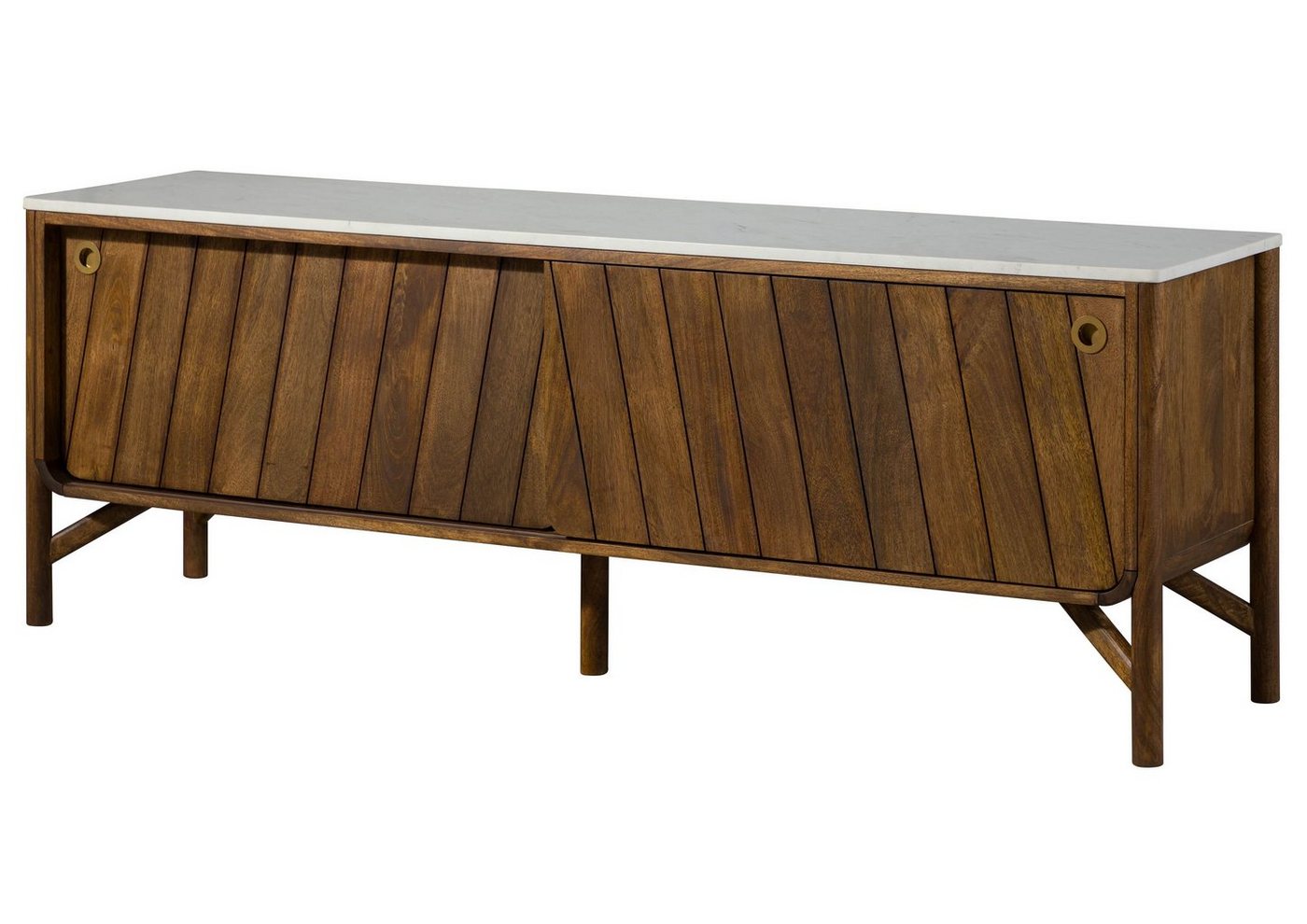 Massivmoebel24 Sideboard Mango 185x45x65 braun geölt / weiß LOS ANGELES #07 von Massivmoebel24