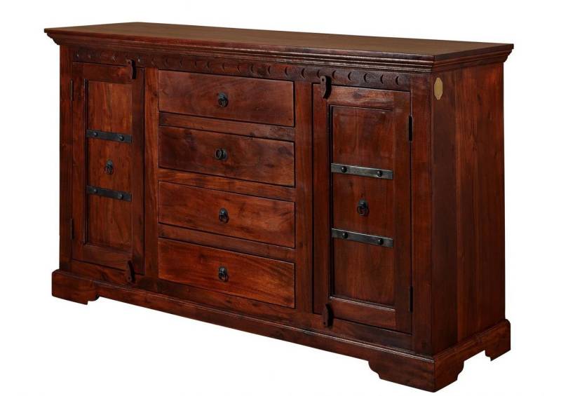 Massivmoebel24 Sideboard (Sideboard Akazie 150x45x89 nougat lackiert OXFORD #513) von Massivmoebel24