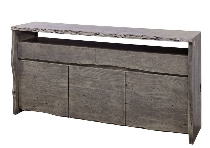 Massivmoebel24 Sideboard (Sideboard Akazie 191x45x96 grau lackiert PURE ACACIA #402) von Massivmoebel24