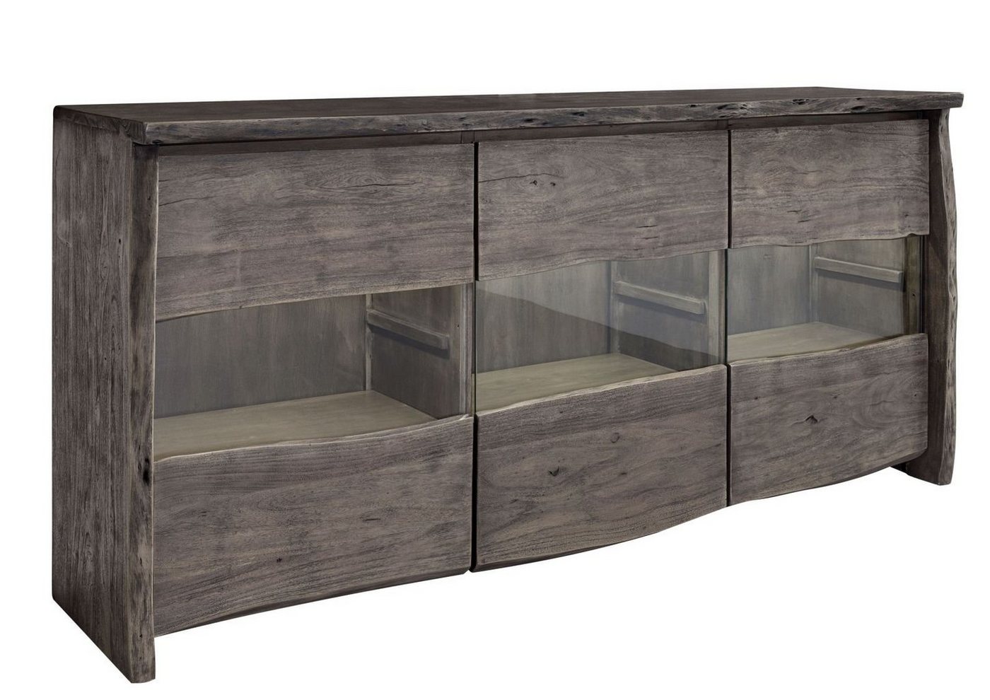 Massivmoebel24 Sideboard Sideboard Akazie 191x45x96 grau lackiert PURE ACACIA #908 von Massivmoebel24