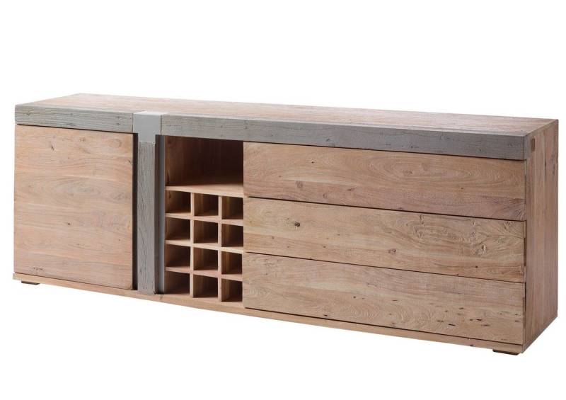 Massivmoebel24 Sideboard (Sideboard Akazie 215x45x75 beige lackiert Amsterdam #129) von Massivmoebel24