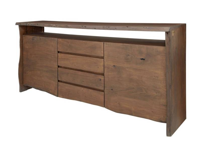 Massivmoebel24 Sideboard (Sideboard Akazie210x45x96 braun lackiert PURE ACACIA #801) von Massivmoebel24