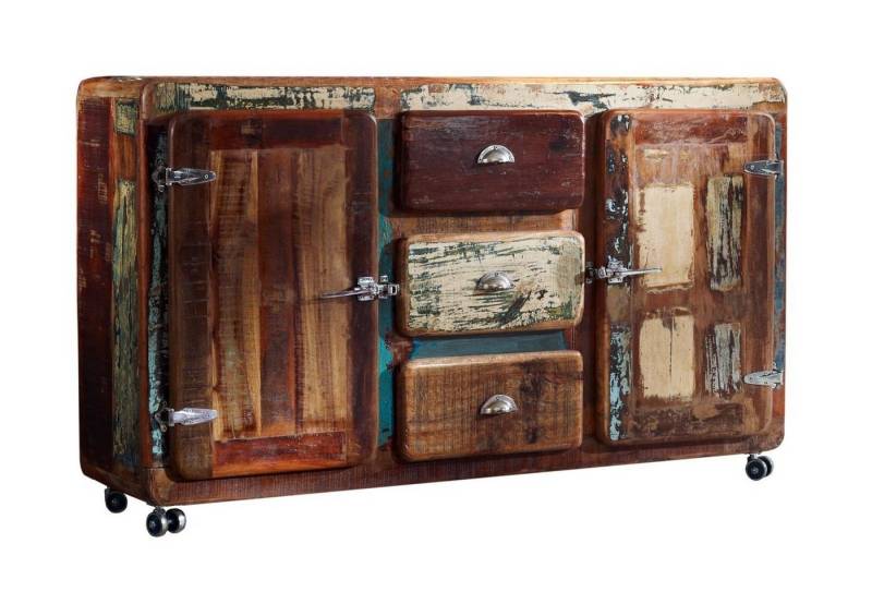 Massivmoebel24 Sideboard (Sideboard Altholz 150x40x90 mehrfarbig lackiert FREEZY #07) von Massivmoebel24