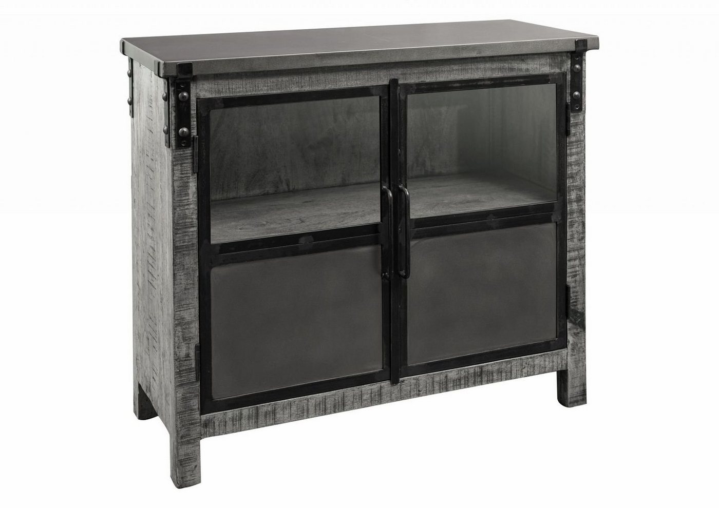 Massivmoebel24 Sideboard Sideboard Mango 100x40x90 grau lackiert HEAVY INDUSTRY #127 von Massivmoebel24