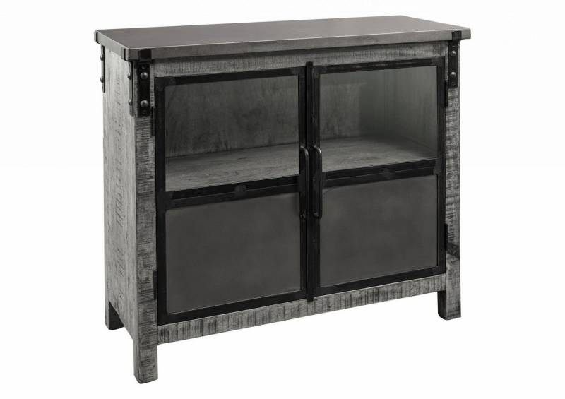 Massivmoebel24 Sideboard (Sideboard Mango 100x40x90 grau lackiert HEAVY INDUSTRY #127) von Massivmoebel24