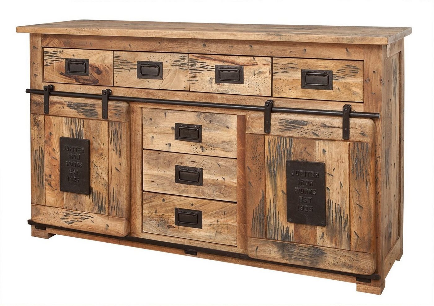 Massivmoebel24 Sideboard Sideboard Mango 150x45x90 natur lackiert RAILWAY #119 von Massivmoebel24