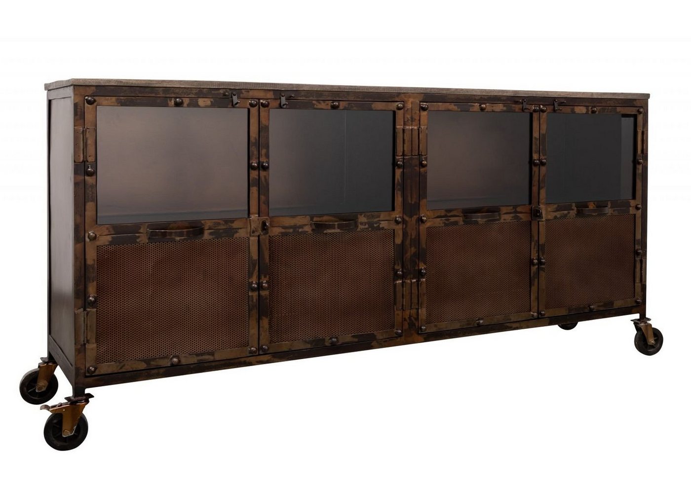 Massivmoebel24 Sideboard Sideboard Mango 180x40x90 braun lackiert HEAVY INDUSTRY #215 von Massivmoebel24