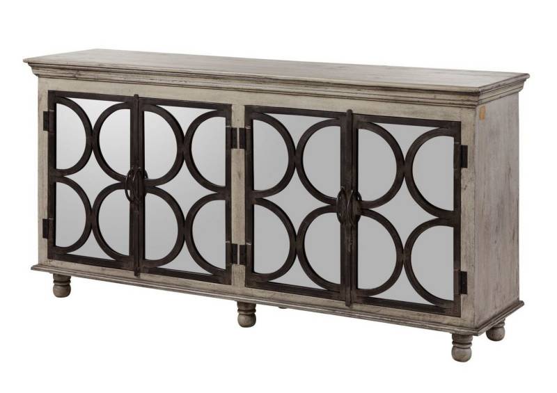 Massivmoebel24 Sideboard (Sideboard Mango 183x46x92 grau lackiert HERMITAGE #010) von Massivmoebel24