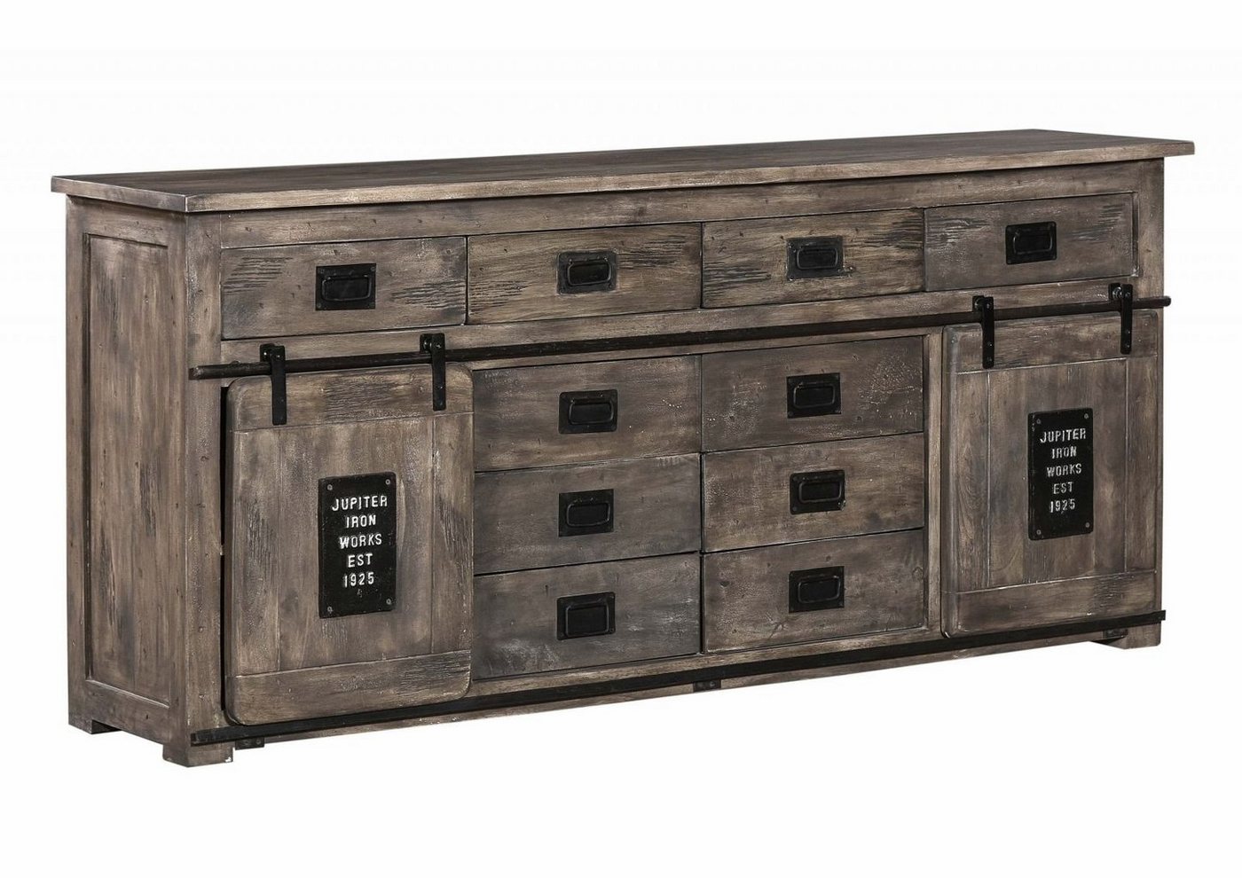 Massivmoebel24 Sideboard Sideboard Mango 200x45x90 grau lackiert RAILWAY #222 von Massivmoebel24