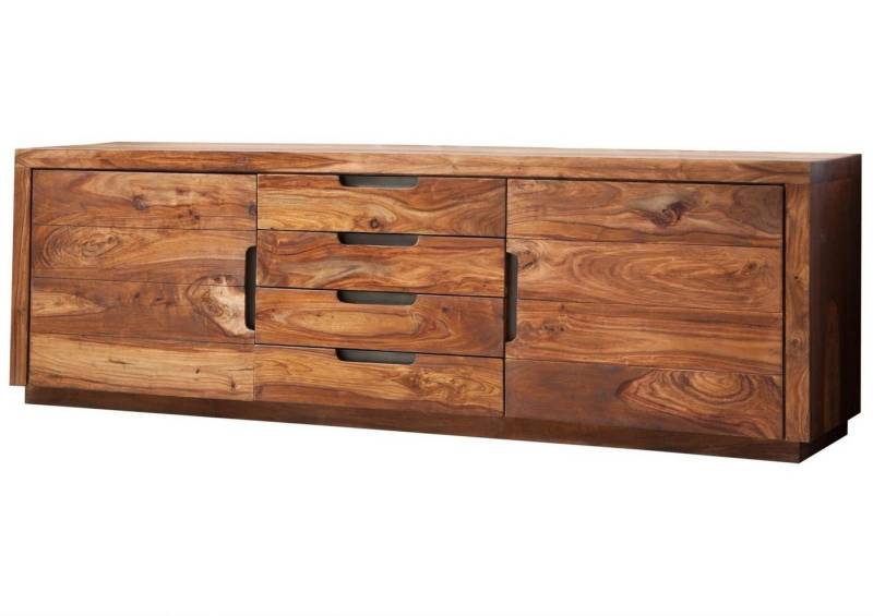 Massivmoebel24 Sideboard Sideboard Sheesham 200x50x65 walnuss lackiert DUKE #116 von Massivmoebel24