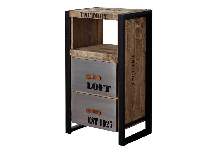 Massivmoebel24 Bücherregal, 1-tlg., Regal Mango 60x40x105 natur bedruckt FACTORY #102 von Massivmoebel24