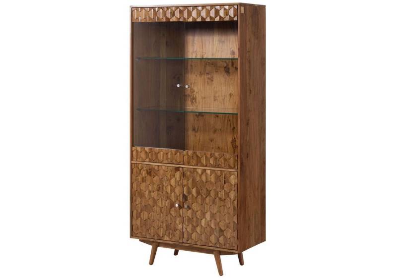 Massivmoebel24 Standvitrine (Vitrine Akazie 90x42x190 Akazie natur lackiert MOSAYK #114) von Massivmoebel24