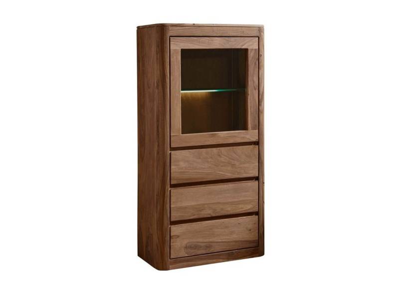 Massivmoebel24 Standvitrine (Vitrine Sheesham 70x40x145 smoked cherry gebeizt TORONTO #108) von Massivmoebel24