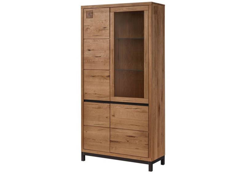 Massivmoebel24 Standvitrine (Vitrine Wildeiche 103x40x205 Tabacco brown geölt VILLANDERS #301) von Massivmoebel24
