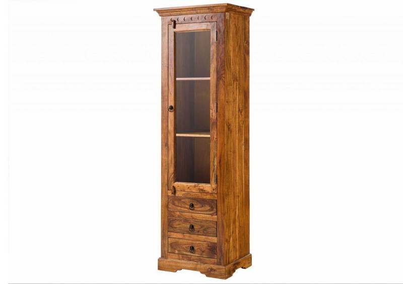 Massivmoebel24 Standvitrine #0528 (Vitrine Akazie 60x44x190 honig lackiert OXFORD #0528) von Massivmoebel24
