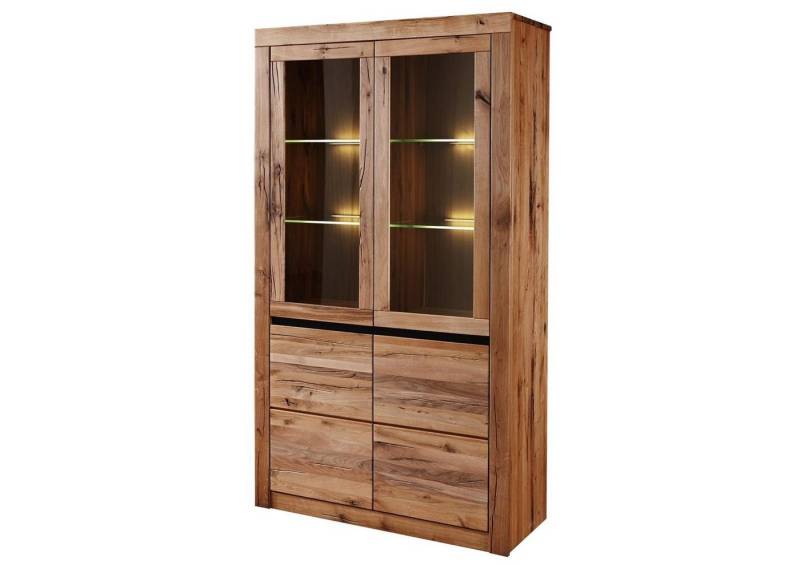 Massivmoebel24 Standvitrine #101 (Vitrine Wild-/Zerreiche 105x42x190 natur geölt MONTREUX #101) von Massivmoebel24