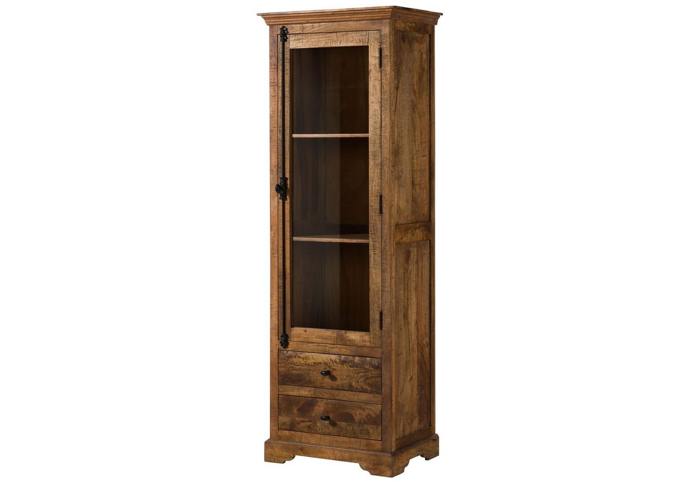 Massivmoebel24 Standvitrine #151 (Vitrine Mango 65x45x190 dunkelbraun geölt RODEZ #151) von Massivmoebel24