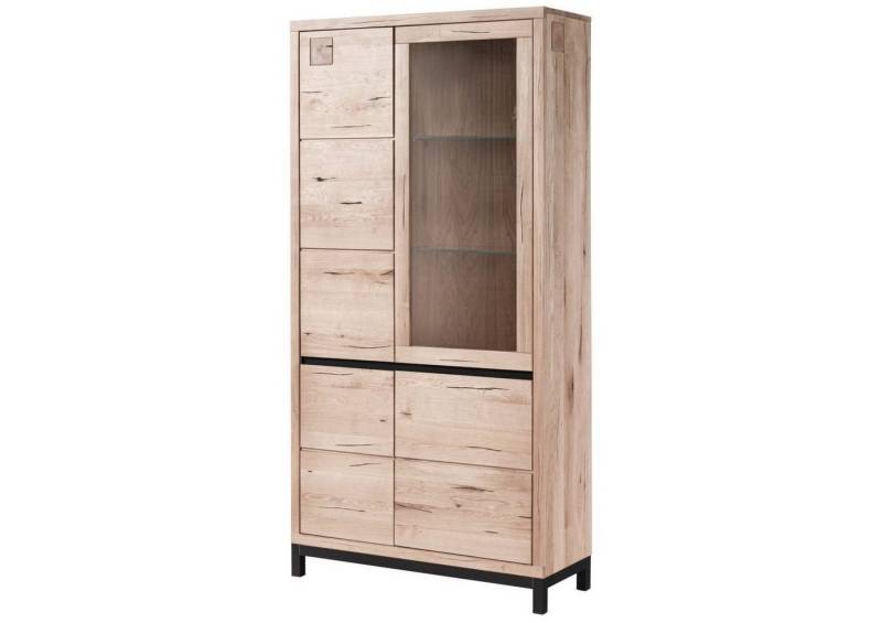 Massivmoebel24 Standvitrine #201 (Vitrine Wildeiche 103x40x205 bianco geölt VILLANDERS #201) von Massivmoebel24