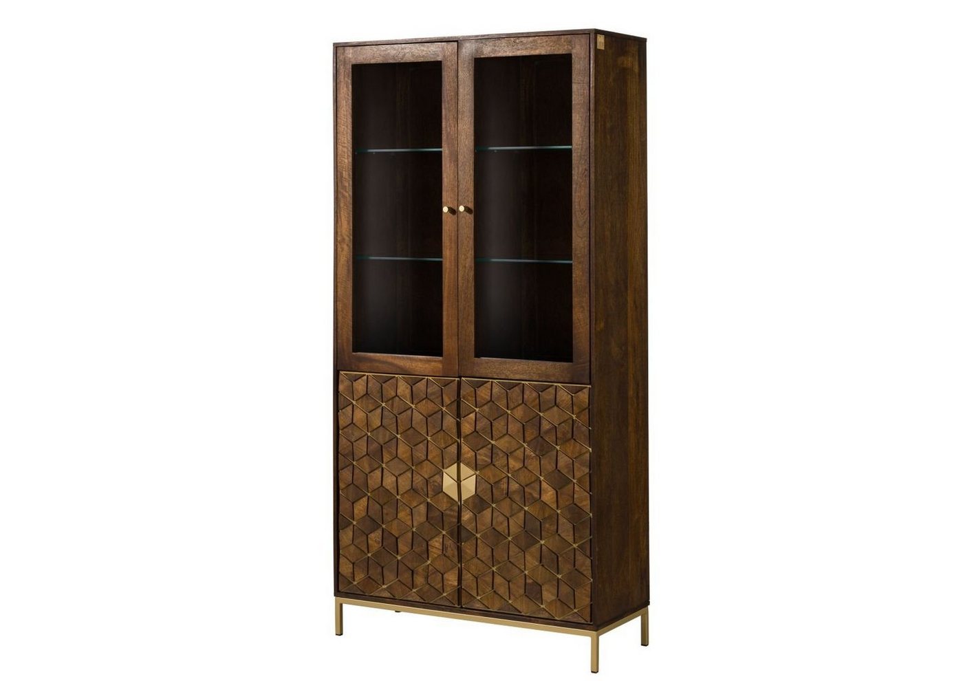 Massivmoebel24 Standvitrine #215 (Vitrine Mango 99x40x200 braun geölt DIAMOND #215) von Massivmoebel24