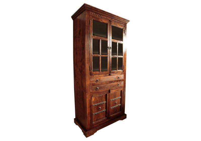 Massivmoebel24 Standvitrine #452 (Vitrine Akazie 95x50x195 nougat lackiert OXFORD #452) von Massivmoebel24