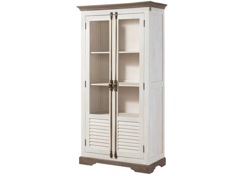 Massivmoebel24 Standvitrine #101 (Mango 97x45x190 weiß lackiert TOULOUSE #101) von Massivmoebel24