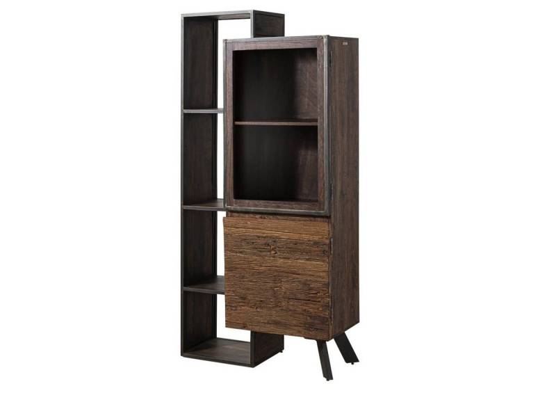Massivmoebel24 Standvitrine #03 (Vitrine Akazie / Altholz 90x40x183 braun lackiert CITY #03) von Massivmoebel24