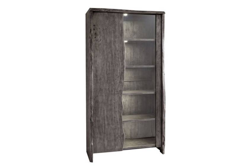 Massivmoebel24 Standvitrine #911 (Vitrine Akazie 105x45x204 grau lackiert PURE ACACIA #911) von Massivmoebel24