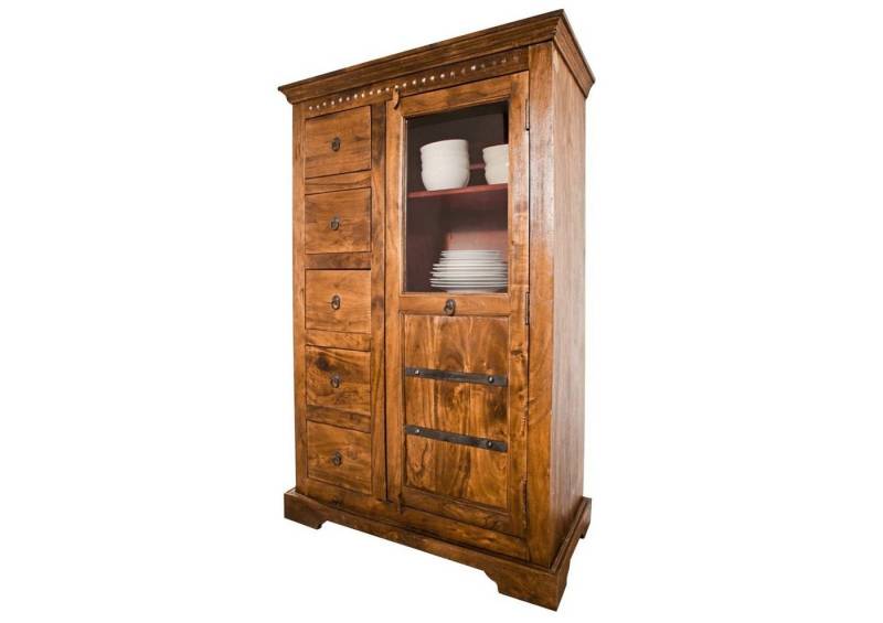 Massivmoebel24 Standvitrine (Vitrine Akazie 95x45x147 honig  lackiert OXFORD #0417) von Massivmoebel24