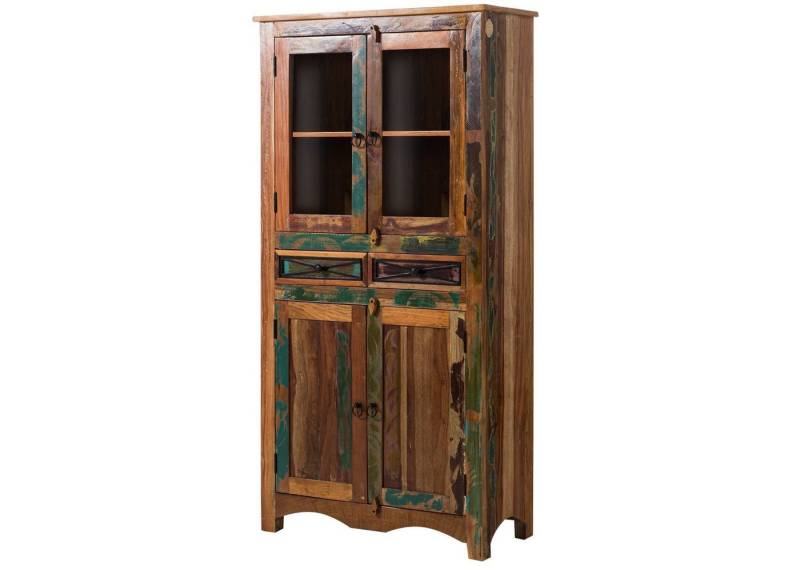 Massivmoebel24 Standvitrine #08 (Vitrine Altholz 90x40x180 mehrfarbig lackiert NATURE OF SPIRIT #08) von Massivmoebel24
