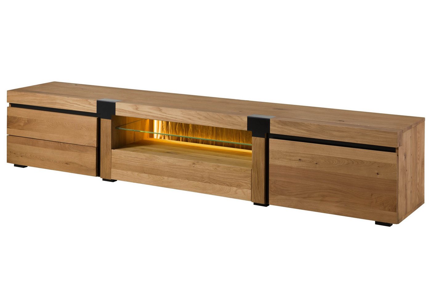 Massivmoebel24 TV-Board (Massivholz), Wildeiche 260x48x50 natur geölt ROTTERDAM #120 von Massivmoebel24